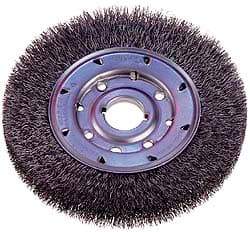 Osborn - 14" OD, 2" Arbor Hole, Crimped Nylon Wheel Brush - 1" Face Width, 2-1/8" Trim Length, 2,400 RPM - Makers Industrial Supply