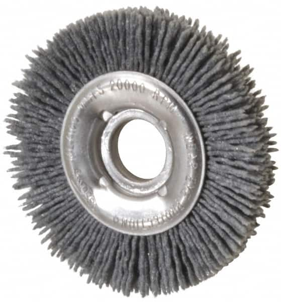 Osborn - 4" OD, 5/8" Arbor Hole, Crimped Nylon Wheel Brush - 1/2" Face Width, 5/8" Trim Length, 20,000 RPM - Makers Industrial Supply