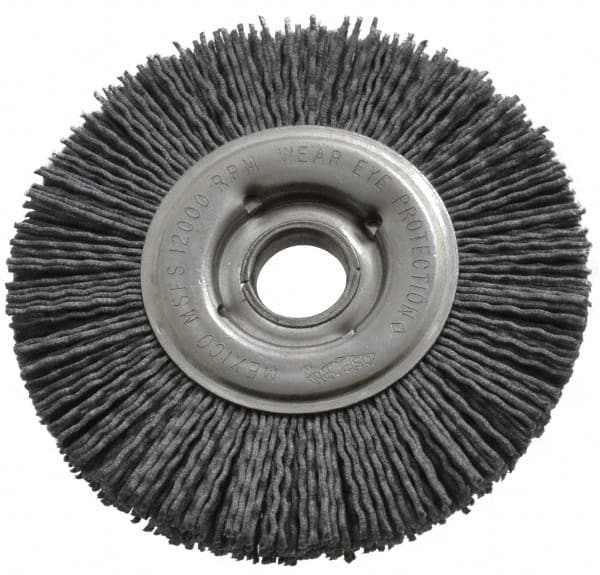 Osborn - 4" OD, 5/8" Arbor Hole, Crimped Nylon Wheel Brush - 5/8" Face Width, 3/4" Trim Length, 12,000 RPM - Makers Industrial Supply