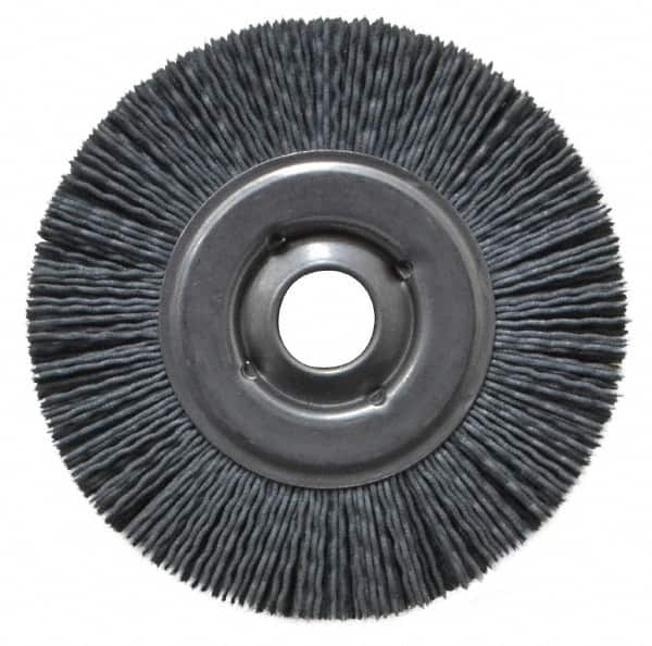 Osborn - 4" OD, 5/8" Arbor Hole, Crimped Nylon Wheel Brush - 5/8" Face Width, 3/4" Trim Length, 12,000 RPM - Makers Industrial Supply