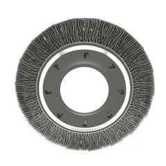 Osborn - 6" OD, 2" Arbor Hole, Crimped Nylon Wheel Brush - 7/8" Face Width, 1-1/16" Trim Length, 6,000 RPM - Makers Industrial Supply