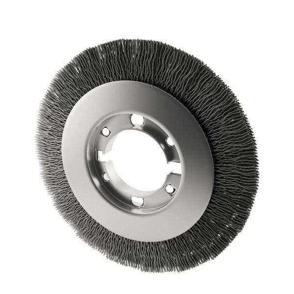 Osborn - 8" OD, 2" Arbor Hole, Crimped Nylon Wheel Brush - 7/8" Face Width, 1-1/2" Trim Length, 4,500 RPM - Makers Industrial Supply