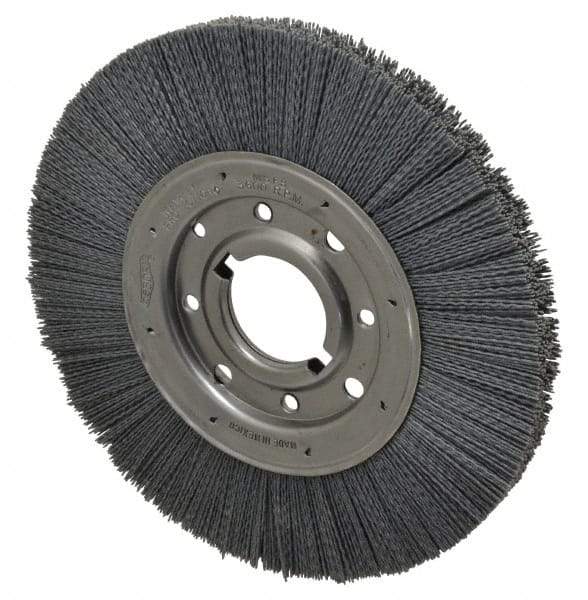 Osborn - 10" OD, 2" Arbor Hole, Crimped Nylon Wheel Brush - 1" Face Width, 2-1/16" Trim Length, 3,600 RPM - Makers Industrial Supply