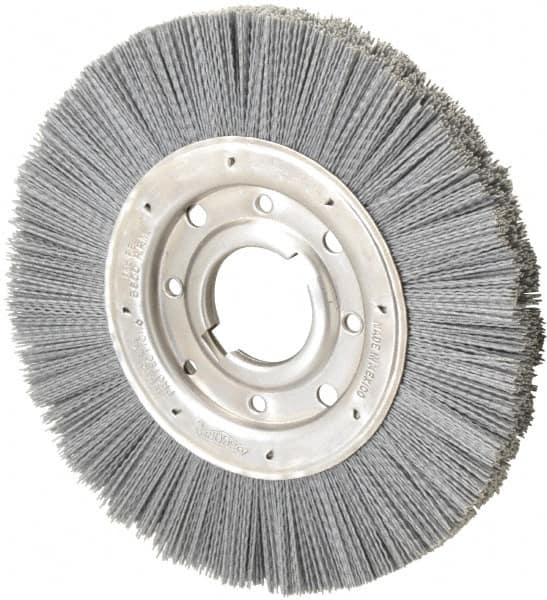 Osborn - 10" OD, 2" Arbor Hole, Crimped Nylon Wheel Brush - 1" Face Width, 2-1/16" Trim Length, 3,600 RPM - Makers Industrial Supply