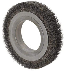 Osborn - 4-1/4" OD, 2" Arbor Hole, Crimped Steel Wheel Brush - 5/8" Face Width, 11/16" Trim Length, 0.0118" Filament Diam, 6,000 RPM - Makers Industrial Supply