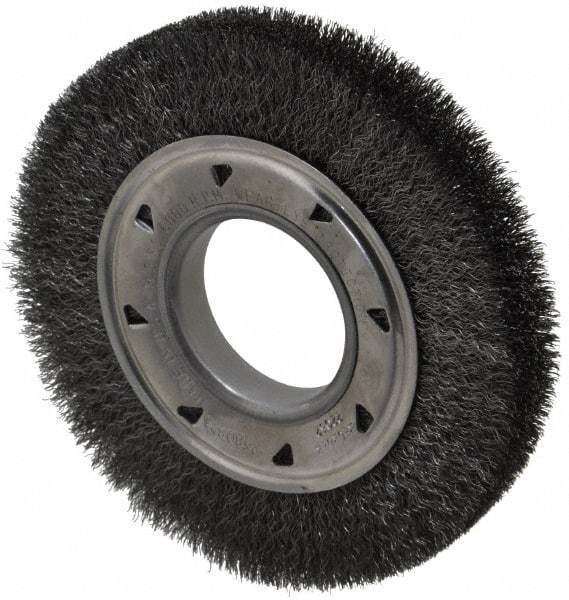 Osborn - 6" OD, 2" Arbor Hole, Crimped Steel Wheel Brush - 7/8" Face Width, 1" Trim Length, 0.008" Filament Diam, 6,000 RPM - Makers Industrial Supply