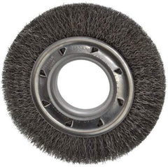 Osborn - 6" OD, 2" Arbor Hole, Crimped Steel Wheel Brush - 7/8" Face Width, 1" Trim Length, 0.0118" Filament Diam, 6,000 RPM - Makers Industrial Supply