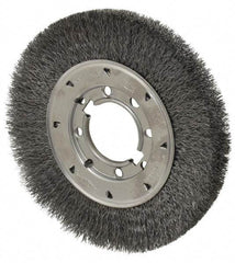 Osborn - 8" OD, 2" Arbor Hole, Crimped Steel Wheel Brush - 5/8" Face Width, 1-1/2" Trim Length, 0.0118" Filament Diam, 4,500 RPM - Makers Industrial Supply