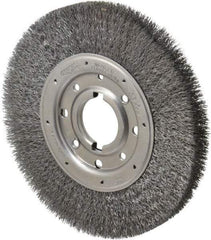 Osborn - 10" OD, 2" Arbor Hole, Crimped Steel Wheel Brush - 1-1/4" Face Width, 2" Trim Length, 0.0118" Filament Diam, 3,600 RPM - Makers Industrial Supply