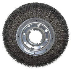 Osborn - 10" OD, 2" Arbor Hole, Crimped Steel Wheel Brush - 1-1/4" Face Width, 2" Trim Length, 0.02" Filament Diam, 3,600 RPM - Makers Industrial Supply