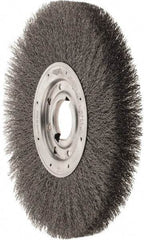 Osborn - 12" OD, 2" Arbor Hole, Crimped Steel Wheel Brush - 1-1/8" Face Width, 3" Trim Length, 0.014" Filament Diam, 3,000 RPM - Makers Industrial Supply