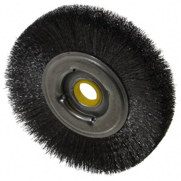 Osborn - 4" OD, 1/2 & 5/8" Arbor Hole, Crimped Steel Wheel Brush - 5/8" Face Width, 13/16" Trim Length, 0.006" Filament Diam, 6,000 RPM - Makers Industrial Supply