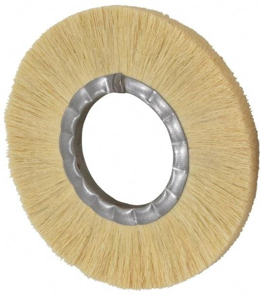 Osborn - 8" OD, 3-1/4" Arbor Hole, Crimped Natural Fiber Wheel Brush - 17/32" Face Width, 1-7/8" Trim Length, 4,800 RPM - Makers Industrial Supply