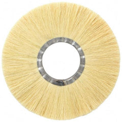 Osborn - 10" OD, 3-1/4" Arbor Hole, Crimped Natural Fiber Wheel Brush - 17/32" Face Width, 2-7/8" Trim Length, 4,250 RPM - Makers Industrial Supply