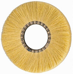 Osborn - 12" OD, 4-1/4" Arbor Hole, Crimped Natural Fiber Wheel Brush - 17/32" Face Width, 3-3/8" Trim Length, 3,600 RPM - Makers Industrial Supply