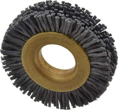 Osborn - 1-1/2" OD, 1/2" Arbor Hole, Crimped Nylon Wheel Brush - 1/4" Face Width, 1/4" Trim Length, 20,000 RPM - Makers Industrial Supply