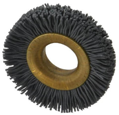 Osborn - 1-1/2" OD, 1/2" Arbor Hole, Crimped Nylon Wheel Brush - 1/4" Face Width, 1/4" Trim Length, 20,000 RPM - Makers Industrial Supply