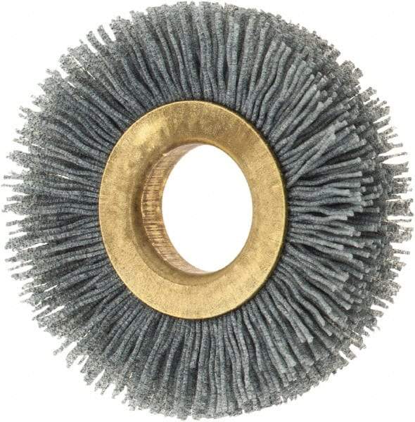 Osborn - 2" OD, 5/8" Arbor Hole, Crimped Nylon Wheel Brush - 3/8" Face Width, 7/16" Trim Length, 15,000 RPM - Makers Industrial Supply