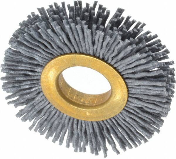 Osborn - 2" OD, 5/8" Arbor Hole, Crimped Nylon Wheel Brush - 3/8" Face Width, 7/16" Trim Length, 15,000 RPM - Makers Industrial Supply