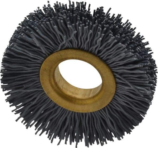 Osborn - 2" OD, 5/8" Arbor Hole, Crimped Nylon Wheel Brush - 3/8" Face Width, 7/16" Trim Length, 15,000 RPM - Makers Industrial Supply