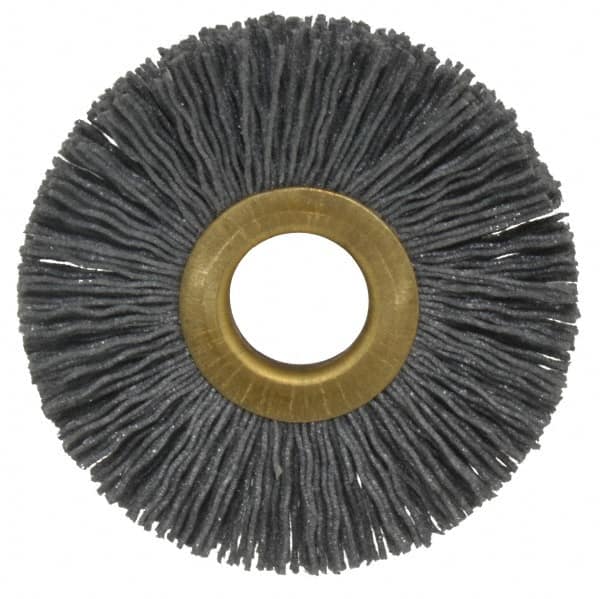 Osborn - 2-1/2" OD, 5/8" Arbor Hole, Crimped Nylon Wheel Brush - 3/8" Face Width, 11/16" Trim Length, 15,000 RPM - Makers Industrial Supply