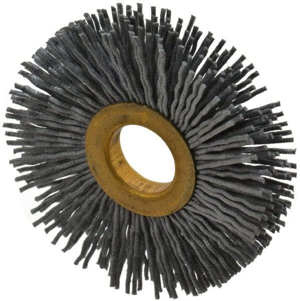 Osborn - 2-1/2" OD, 5/8" Arbor Hole, Crimped Nylon Wheel Brush - 3/8" Face Width, 11/16" Trim Length, 15,000 RPM - Makers Industrial Supply