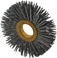 Osborn - 2-1/2" OD, 5/8" Arbor Hole, Crimped Nylon Wheel Brush - 3/8" Face Width, 11/16" Trim Length, 15,000 RPM - Makers Industrial Supply