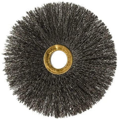 Osborn - 4" OD, 5/8" Arbor Hole, Crimped Steel Wheel Brush - 3/16" Face Width, 1-1/2" Trim Length, 0.008" Filament Diam, 15,000 RPM - Makers Industrial Supply