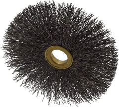 Osborn - 4" OD, 5/8" Arbor Hole, Crimped Steel Wheel Brush - 3/16" Face Width, 1-1/2" Trim Length, 0.014" Filament Diam, 15,000 RPM - Makers Industrial Supply