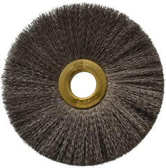 Osborn - 3" OD, 1/2" Arbor Hole, Crimped Stainless Steel Wheel Brush - 1/4" Face Width, 1" Trim Length, 0.005" Filament Diam, 20,000 RPM - Makers Industrial Supply