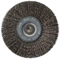 Osborn - 2-1/2" OD, 1/4" Shank Diam, Crimped Steel Wheel Brush - 7/16" Face Width, 11/16" Trim Length, 0.008" Filament Diam, 25,000 RPM - Makers Industrial Supply