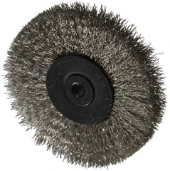 Osborn - 2-1/2" OD, 1/4" Shank Diam, Crimped Stainless Steel Wheel Brush - 7/16" Face Width, 11/16" Trim Length, 0.008" Filament Diam, 25,000 RPM - Makers Industrial Supply