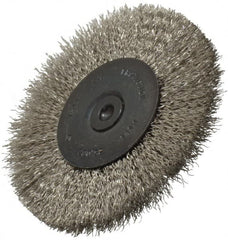 Osborn - 3" OD, 1/4" Shank Diam, Crimped Stainless Steel Wheel Brush - 7/16" Face Width, 3/4" Trim Length, 0.008" Filament Diam, 25,000 RPM - Makers Industrial Supply