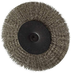 Osborn - 4" OD, 1/4" Shank Diam, Crimped Stainless Steel Wheel Brush - 1/2" Face Width, 1" Trim Length, 0.008" Filament Diam, 15,000 RPM - Makers Industrial Supply