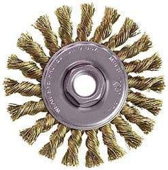 Osborn - 4" OD, 1/2-13 Arbor Hole, Knotted Stainless Steel Wheel Brush - 3/8" Face Width, 7/8" Trim Length, 0.02" Filament Diam, 20,000 RPM - Makers Industrial Supply