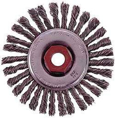 Osborn - 4" OD, 1/2-13 Arbor Hole, Knotted Stainless Steel Wheel Brush - 1/4" Face Width, 7/8" Trim Length, 0.02" Filament Diam, 20,000 RPM - Makers Industrial Supply