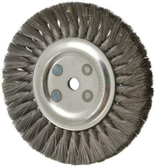 Osborn - 8" OD, 5/8" Arbor Hole, Knotted Steel Wheel Brush - 5/8" Face Width, 1-11/16" Trim Length, 0.0118" Filament Diam, 8,500 RPM - Makers Industrial Supply