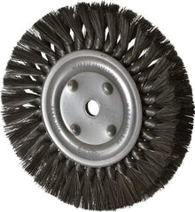 Osborn - 8" OD, 5/8" Arbor Hole, Knotted Steel Wheel Brush - 5/8" Face Width, 1-11/16" Trim Length, 0.016" Filament Diam, 8,500 RPM - Makers Industrial Supply