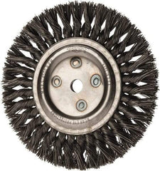 Osborn - 8" OD, 5/8" Arbor Hole, Knotted Steel Wheel Brush - 5/8" Face Width, 1-11/16" Trim Length, 0.025" Filament Diam, 8,500 RPM - Makers Industrial Supply