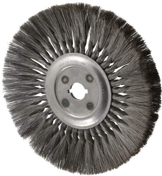 Osborn - 12" OD, 1-1/4" Arbor Hole, Knotted Steel Wheel Brush - 5/8" Face Width, 0.0118" Filament Diam, 4,500 RPM - Makers Industrial Supply