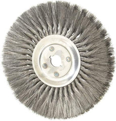 Osborn - 12" OD, 1-1/4" Arbor Hole, Knotted Steel Wheel Brush - 5/8" Face Width, 3-1/4" Trim Length, 0.014" Filament Diam, 4,500 RPM - Makers Industrial Supply