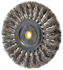 Osborn - 6" OD, 5/8" Arbor Hole, Knotted Stainless Steel Wheel Brush - 1/2" Face Width, 1-1/2" Trim Length, 0.016" Filament Diam, 9,000 RPM - Makers Industrial Supply