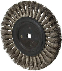 Osborn - 8" OD, 5/8" Arbor Hole, Knotted Stainless Steel Wheel Brush - 5/8" Face Width, 1-11/16" Trim Length, 0.016" Filament Diam, 8,500 RPM - Makers Industrial Supply