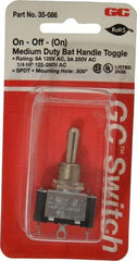 GC/Waldom - SPDT Medium Duty On-Off-On Toggle Switch - Solder Lug Terminal, Bat Handle Actuator, 1/4 hp at 125/250 VAC hp, 125 VAC at 6 A & 250 VAC at 3 A - Makers Industrial Supply