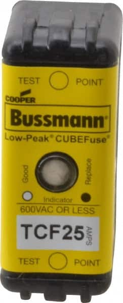 Cooper Bussmann - 300 VDC, 600 VAC, 25 Amp, Time Delay General Purpose Fuse - Plug-in Mount, 1-7/8" OAL, 100 at DC, 200 (CSA RMS), 300 (UL RMS) kA Rating - Makers Industrial Supply