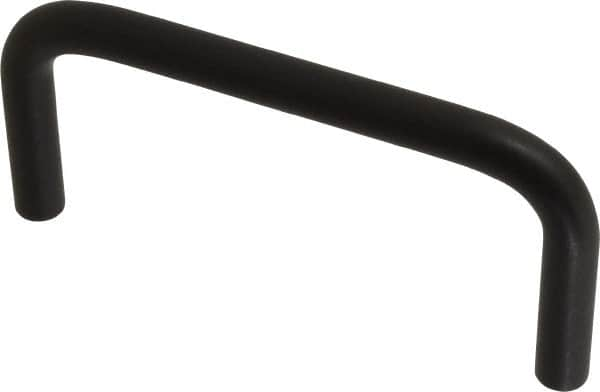 Amatom Electronic Hardware - 4-3/8" Long x 2" High, Round Handle - Black Anodized, Aluminum, 4" Center to Center - Makers Industrial Supply