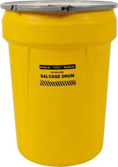 Eagle - 30 Gallon Capacity, Metal Lever Lock, Yellow Salvage Drum - 5 Gallon Container, Polyethylene, 220 Lb. Capacity, UN 1H2/X100/S Listing - Makers Industrial Supply