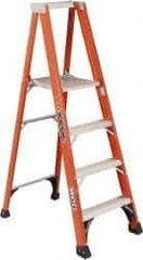 Louisville - 3 Steps, 3' High, Type IAA Rating, Fiberglass Platform Ladder - 375 Lb Capacity, 23-5/8" Base Width - Makers Industrial Supply