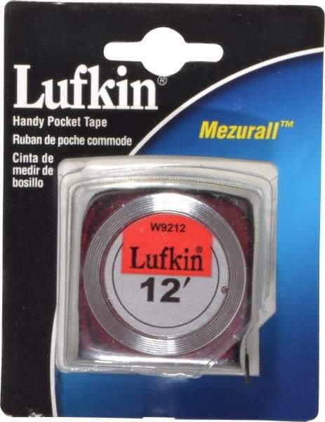 Lufkin - 12' x 1/2" Yellow Blade Tape Measure - 1/32 & 1/16" Graduation, A1 Graduation Style, Silver Case - Makers Industrial Supply