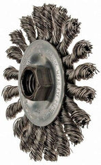 Anderson - 4" OD, 5/8-11 Arbor Hole, Knotted Stainless Steel Wheel Brush - 3/8" Face Width, 1" Trim Length, 0.02" Filament Diam, 20,000 RPM - Makers Industrial Supply